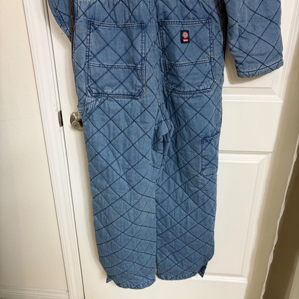 Supreme Dickies Quilted Denim Coverall Blue Washed Jumpsuit Small FW22 - Picture 9 of 11
